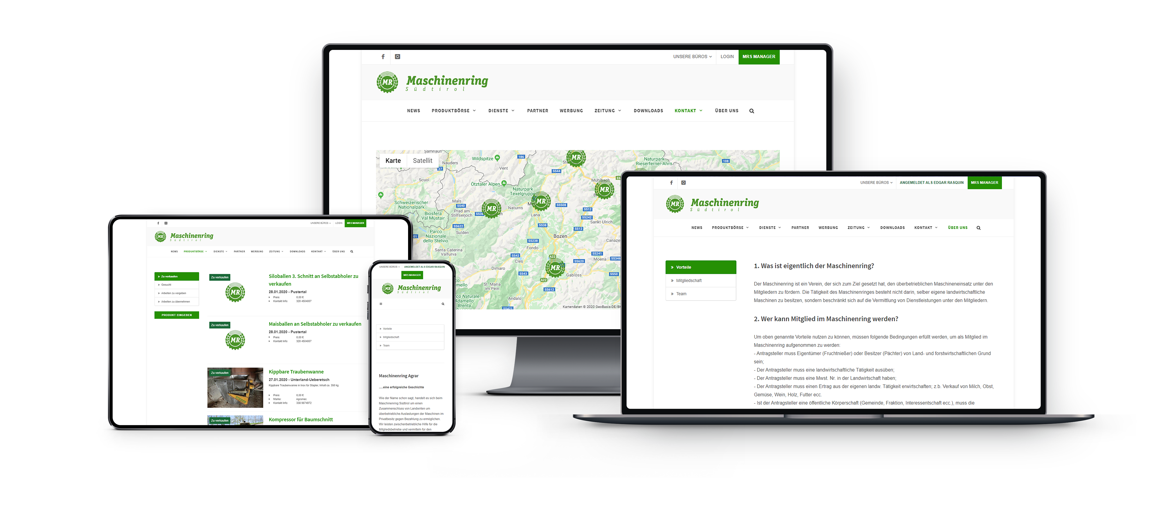 Sito web responsive del Südtiroler Maschinenring