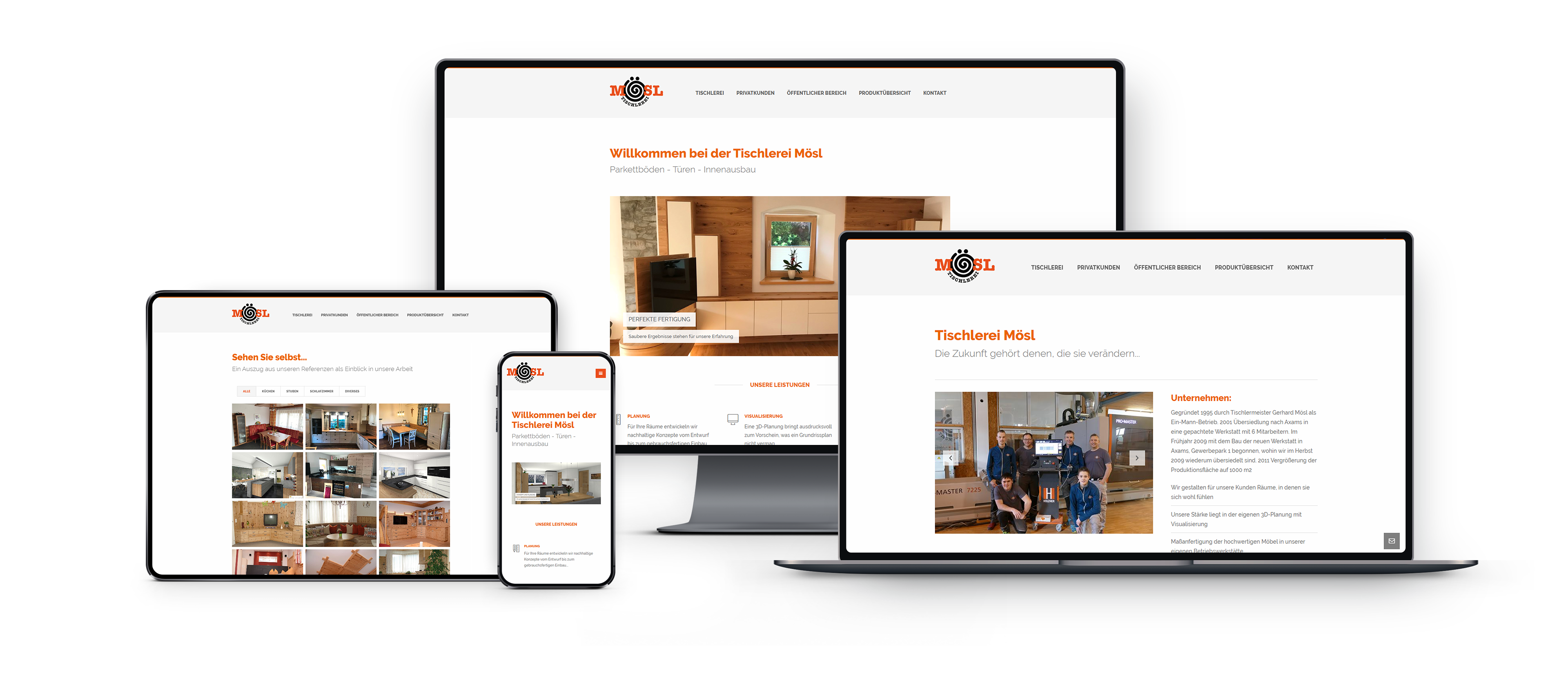 Sito web responsive della Tischlerei Mösl
