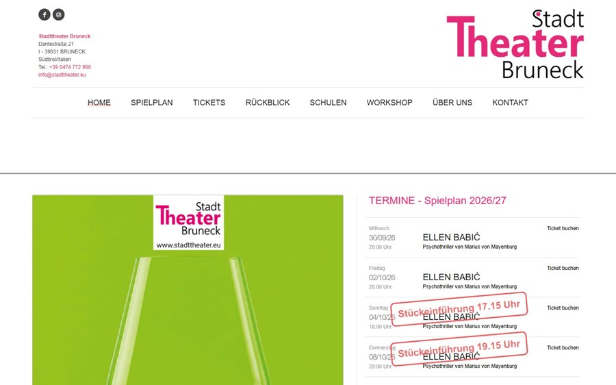 Website des Stadttheaters Bruneck