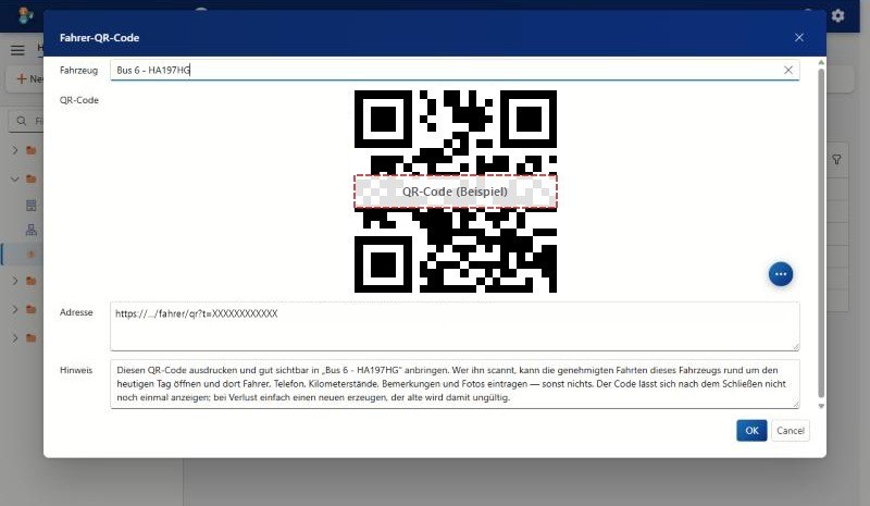 Fenster Fahrer-QR-Code
