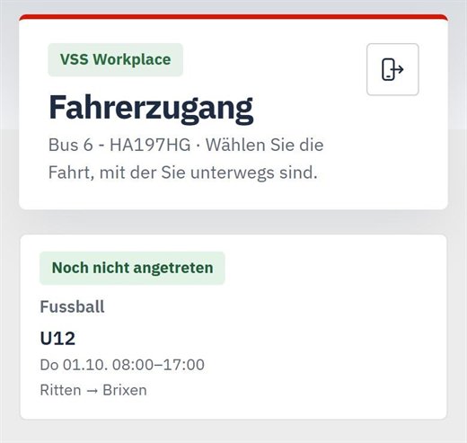 Fahrerzugang: Fahrt wählen