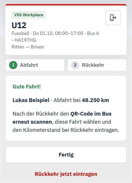 Bestätigung Gute Fahrt
