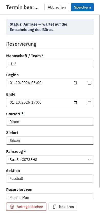 Eigene Anfrage mit Anfrage löschen und Kopieren